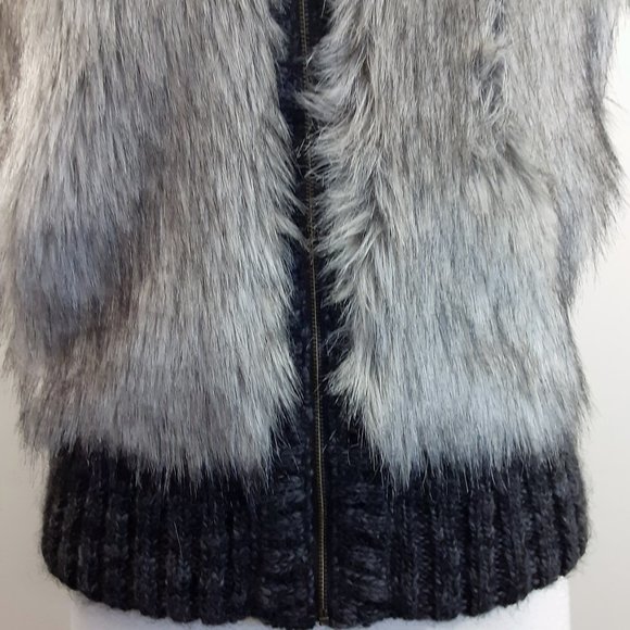 LOFT Faux Fur & Wool Chunky Sweater Gray Vest - Picture 3 of 7